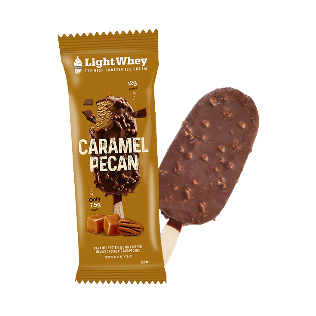 Lightwhey ice cream stick bar caramel pecan لايت ويي ايس كريم - Diettox